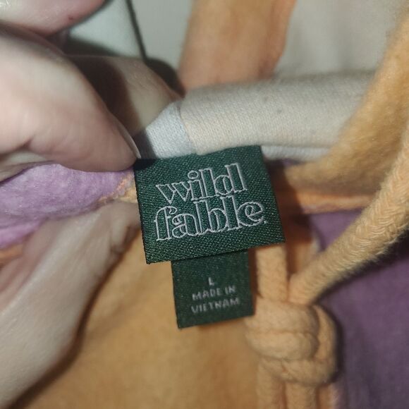 WILD FABLE COLOR BLOCK PASTEL SHERBERT CROPPED SWEATSHIRT HOODIE SIZE LARGE - Picture 3 of 4